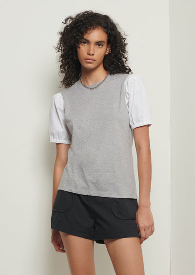 Grey Melange Eva Puff Sleeve T-Shirt | Women's T-Shirt by Derek Lam