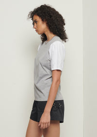 Grey Melange Eva Puff Sleeve T-Shirt | Women's T-Shirt by Derek Lam