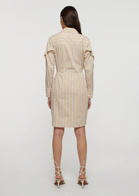 Khaki Multi Charlotte Tie Waist Shirt Dress | Women's Dress by Derek Lam 10 Crosby