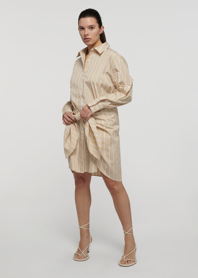 Khaki Multi Charlotte Tie Waist Shirt Dress | Women's Dress by Derek Lam 10 Crosby