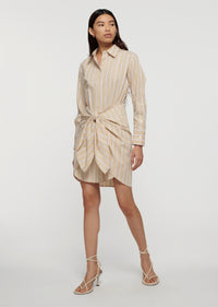 Khaki Multi Charlotte Tie Waist Shirt Dress | Women's Dress by Derek Lam 10 Crosby