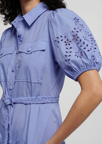Daphne Embroidered Shirt Dress - Lilac