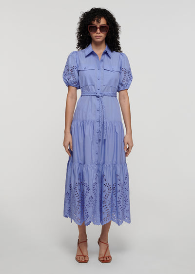 Lilac Daphne Embroidered Shirt Dress | Women's Dress by Derek Lam 10 Crosby