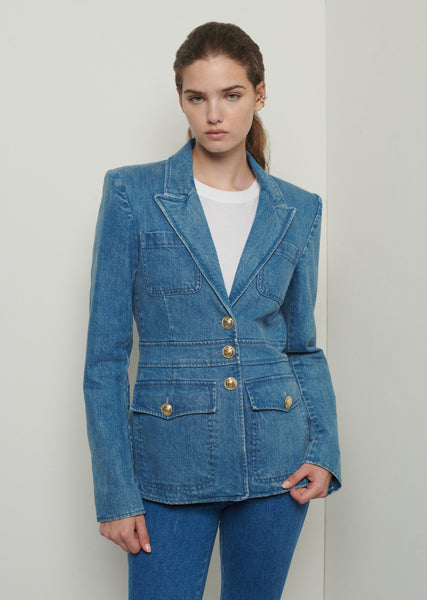 Womens Suits HIGH QUALITY Denim Jacket Blazer Female Personality Design  Coat Casual Single Button White Stitching Women Suit From Shuimitaoo,  $44.57 | DHgate.Com