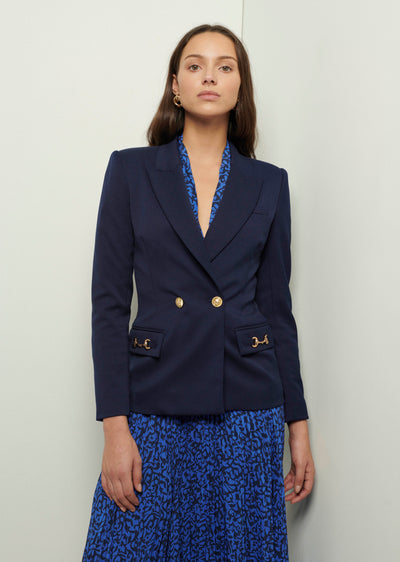 Navy Cerys Double Breasted Jacket | Women's Jacket by Derek Lam 10 Crosby
