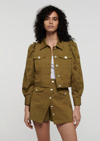 Olive Jodie Puff Sleeve Utility Jacket | Women's Jacket by Derek Lam 10 Crosby
