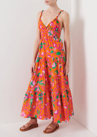 Orange Multi Cecelia Tiered Maxi Dress | Women's Dress by Derek Lam