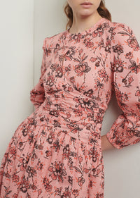 Peach Multi Amelia Gathered Dress | Women's Dress by Derek Lam 10 Crosby