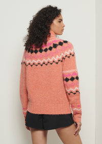 Peach Multi Grammer Fair Isle Turtleneck | Women's Sweater by Derek Lam