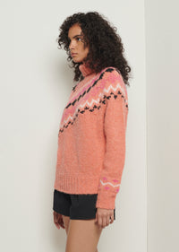 Peach Multi Grammer Fair Isle Turtleneck | Women's Sweater by Derek Lam