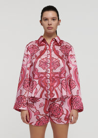 Pink Multi Milad Oversized Shirt | Women's Top by Derek Lam 10 Crosby