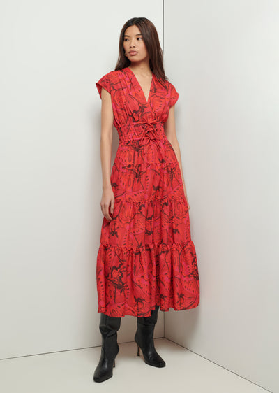 Red Multi Fatima A-Line Dress | Women's Dress by Derek Lam 10 Crosby