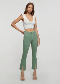 Shale Green Mira Front Slit Crop Flare Jeans | Women's Denim by Derek Lam 10 Crosby