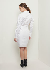 White Charlotte Tie Waist Shirt Dress | Women's Dress by Derek Lam 10 Crosby