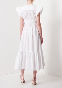 White Greta Ruffle Sleeve Dress | Women's Dress by Derek Lam