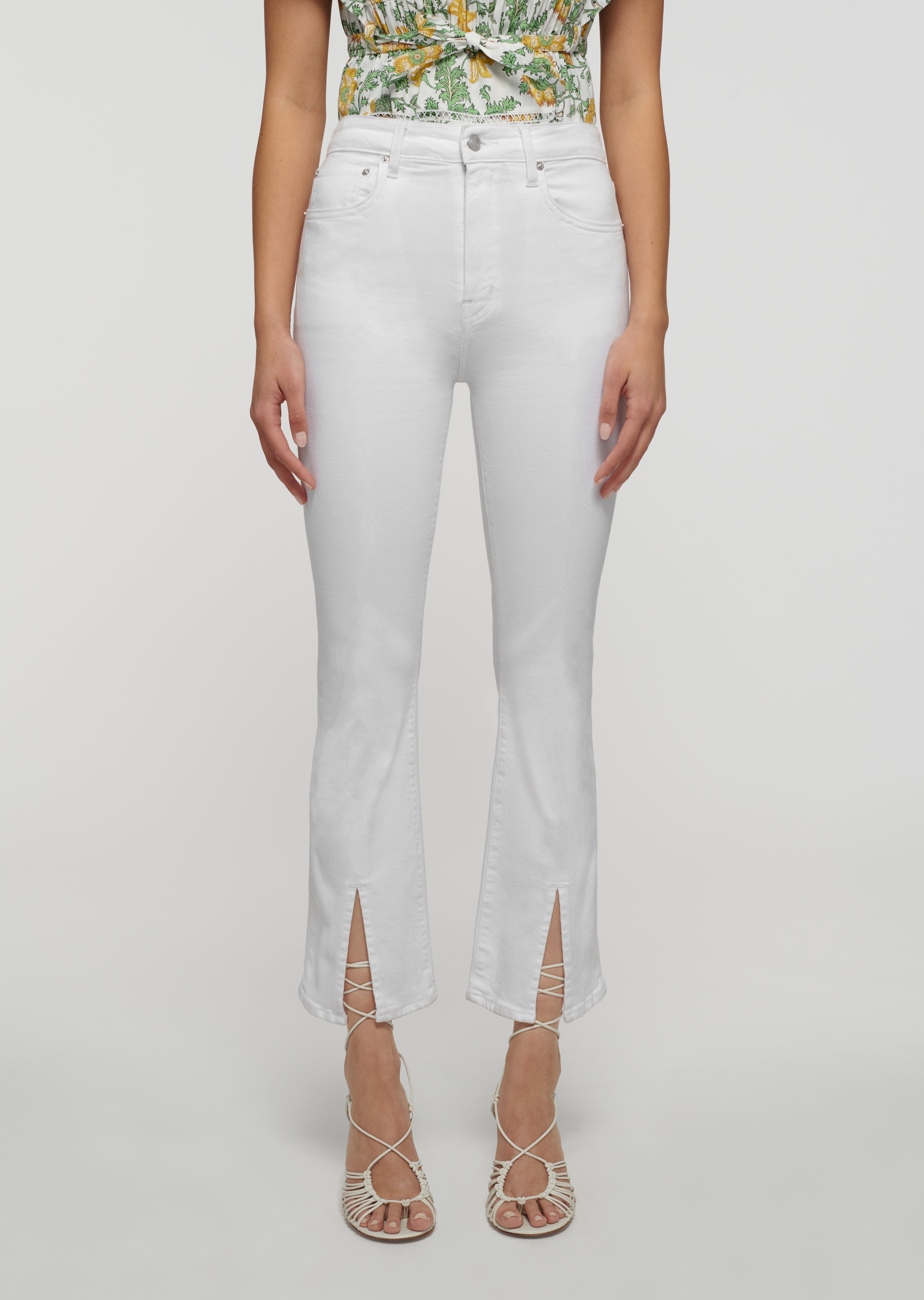 Derek Lam sold 10 Crosby Cropped Flare Jeans Gia White Mid Rise Raw Hem size 27