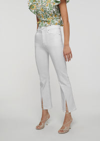 White Mira Front Slit Crop Flare Jeans | Women's Denim by Derek Lam 10 Crosby