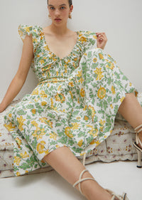 Yellow Multi Anastasia Ruffle Maxi Dress | Women's Dress by Derek Lam 10 Crosby
